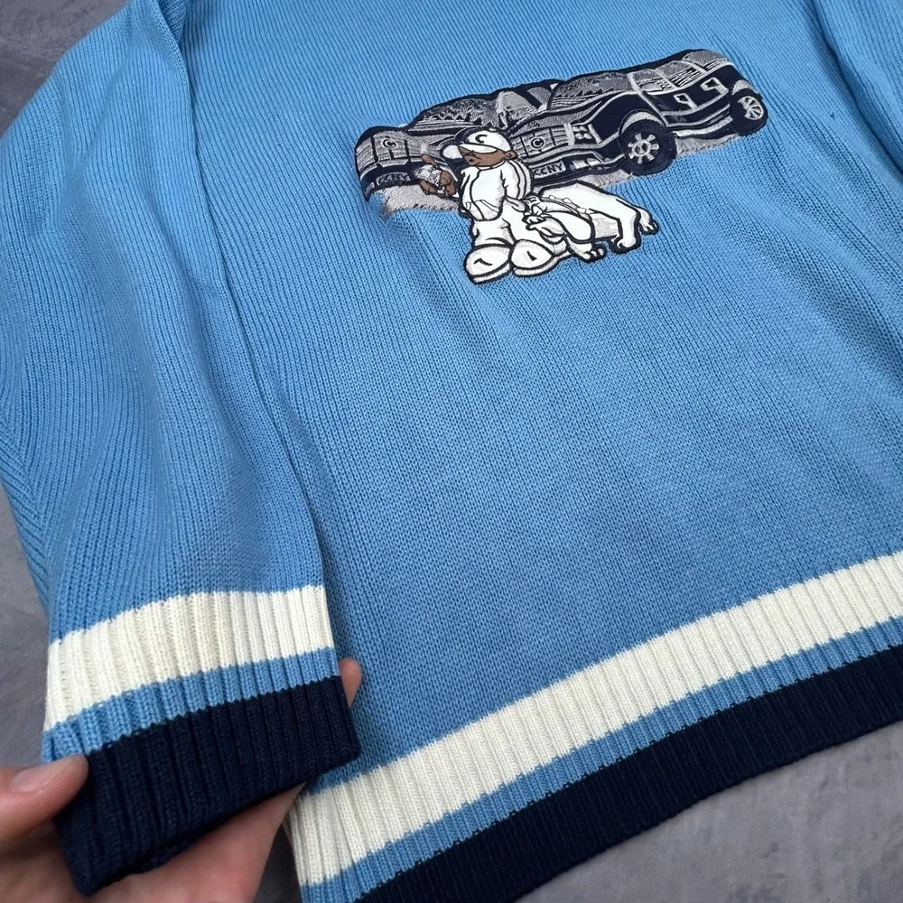 Vintage Y2K Canopy Clothing Knit Sweater Blue Hip Hop Graphic Boxy Fit Large